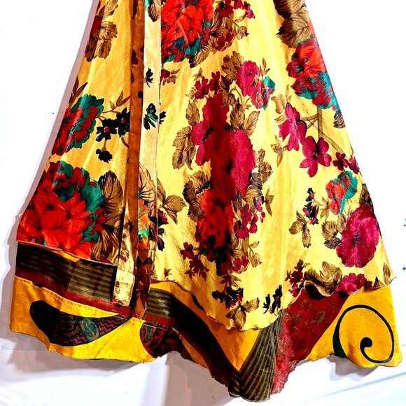 Art Gallery100% Silk Two Sided One Sheet Side Tie Adjustable Dress Skirt - Picture 1 of 6
